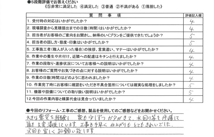 衛生器具修繕工事